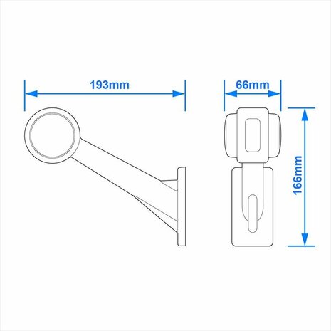 Breitenleuchte 12 24V rot weiß 166x193mm LED links