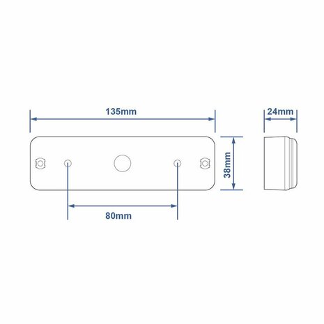 Rucklicht 12 24V 3 Funktionen 135x38mm LED mit Halter schwarz