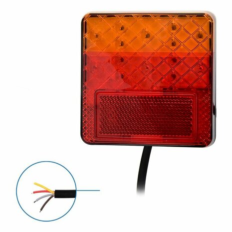 Rucklicht 12 24V 4 Funktionen 100x100mm LED