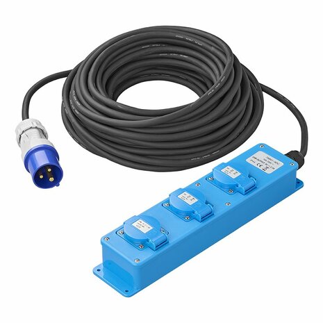CEE 3-fach Steckdose 20M 3x 1 5 mm² (2xSchuko + 1x2-USB)