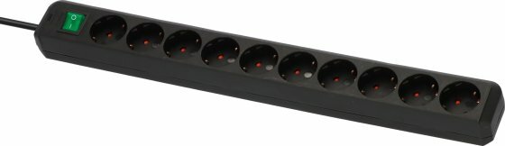 Steckdosenleiste mit Schalter 10-fach schwarz 3m H05VV-F 3G1,5