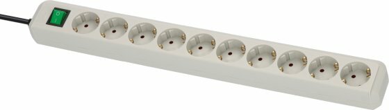 Steckdosenleiste mit Schalter 10-fach lichtgrau 3m H05VV-F 3G1,5