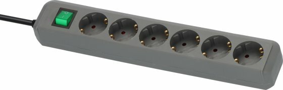 Steckdosenleiste mit Schalter 6-fach silbergrau 1,5m H05VV-F 3G1,5
