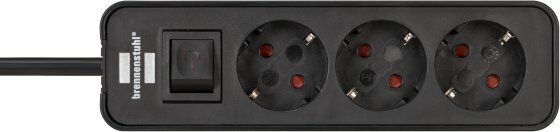 Steckdosenleiste 3-fach schwarz 1,5m H05VV-F 3G1,5
