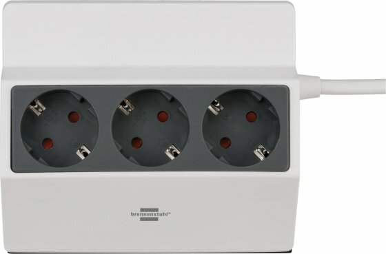 Klemmbare Steckdosenleiste 3-fach 3m H05VV-F 3G1,5 weiss anthrazit