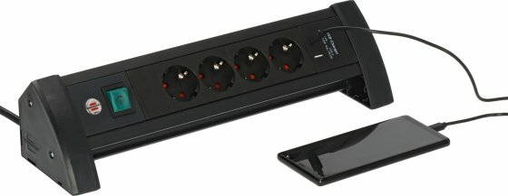 Teckdosenleiste 4-fach schwarz mit USB C PD 30W und USB A 18W, 1,8m H05VV-F3G1,5