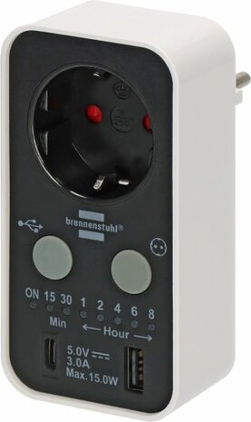 Digitaler Countdown Timer mit USB A und USB C weiß schwarz