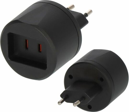Reisestecker USA Euro mit 2,5A Sicherung