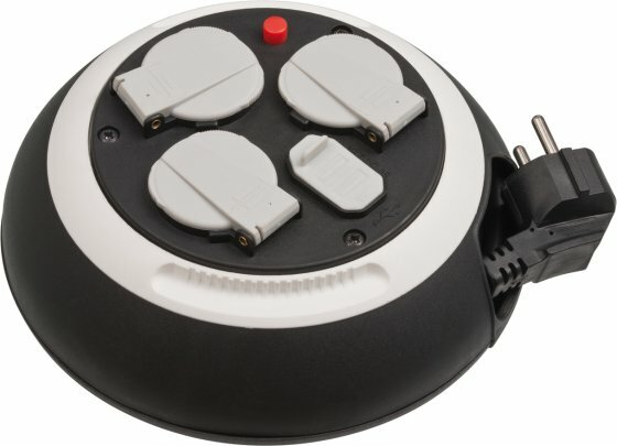 CL-S Kabelbox mit USB-Ladefunktion schwarz weiß 3m H05VV-F 3G1,5