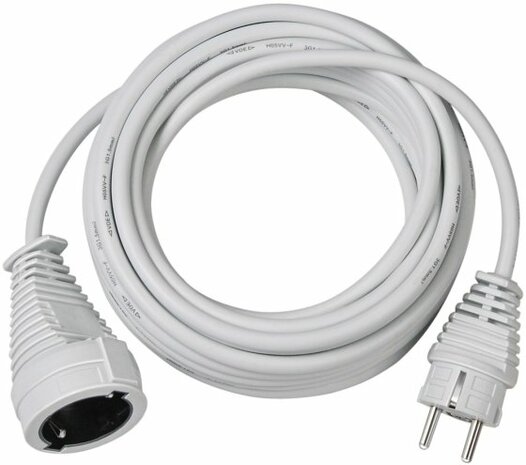 Qualitats-Kunststoff-Verlangerungskabel 5m weiß H05VV-F 3G1,5