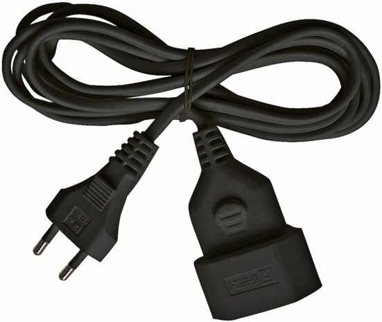 Kunststoff-Verlangerungskabel 5m schwarz H03VVH2-F 2x0,75