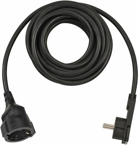 Qualitats-Kunststoff-Verlangerungskabel mit Flachstecker 5m H05VV-F3G1,5 schwarz
