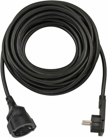 Qualitats-Kunststoff-Verlangerungskabel mit Flachstecker 10m H05VV-F3G1,5 schwarz
