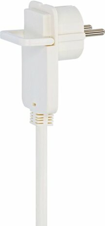 Qualitats-Kunststoff-Verlangerungskabel 5m H05VV-F 3G1,5 weiß mit Doppelkupplung + Flachstecker