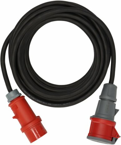 Verlangerungskabel IP44 mit Phasenwender 25m schwarz H07RN-F 5G2,5 CEE 400V 16A