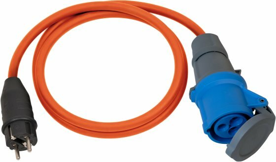 Camping- Maritim Adapterkabel IP44 1,5m orange H07RN-F 3G2,5 Schutzkontakt-Stecker, CEE-Kupplung 230V 16A