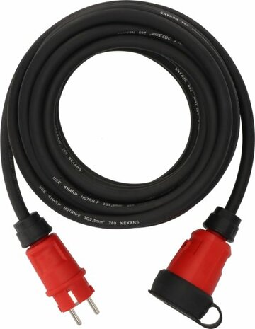 Verlangerungskabel VN 1200 IP44, 10m schwarz H07RN-F 3G2,5