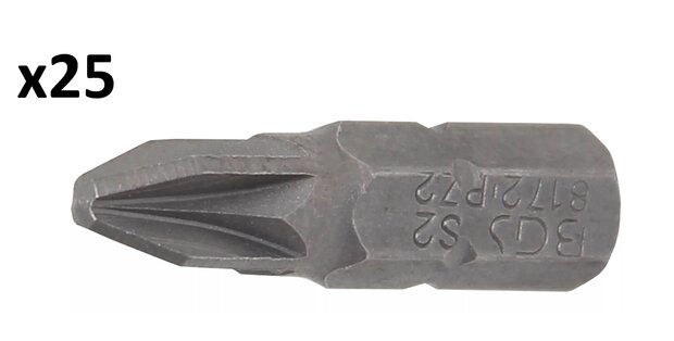 Bitlange 25 mm 6,3 mm (1/4) Innensechskant Kreuzschlitz PZ2 x25 stuck