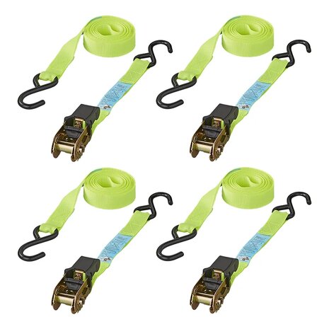 Spanngurt mit Ratsche + 2 Haken 5 Meter - Set von 4 Stuck