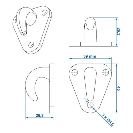 Seilhaken Kunststoff 45x39mm x10 Stuck