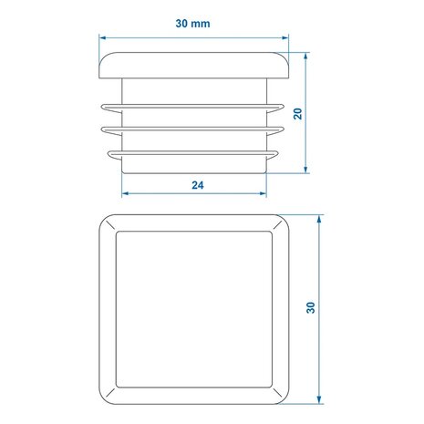 Endkappe 30x30mm x10 stuks