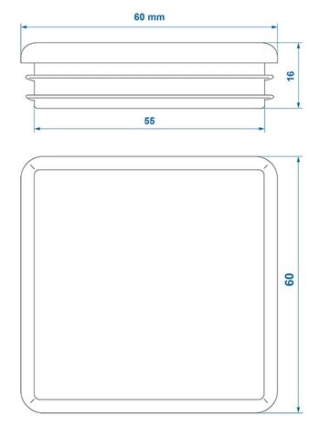 EndKappe 60x60mm x10 stuks
