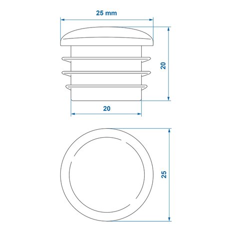 Endkappe Ø25mm x10 stuks