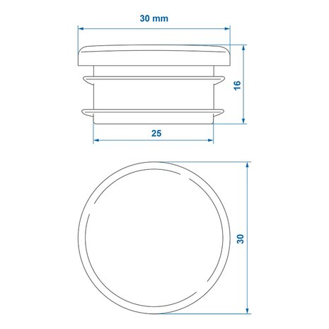 Endkappe Ø30mm x10 stuks