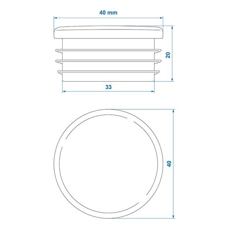 Endkappe Ø40mm  x10 stuks