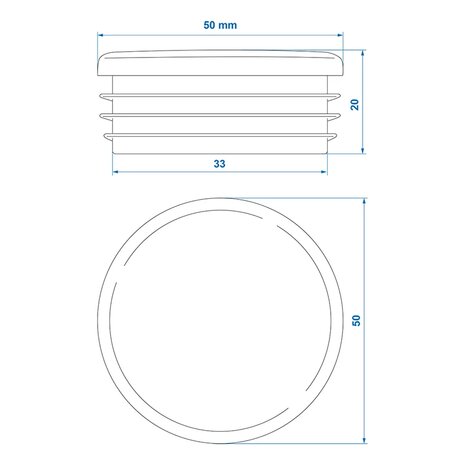 Endkappe Ø50mm x10 stuks