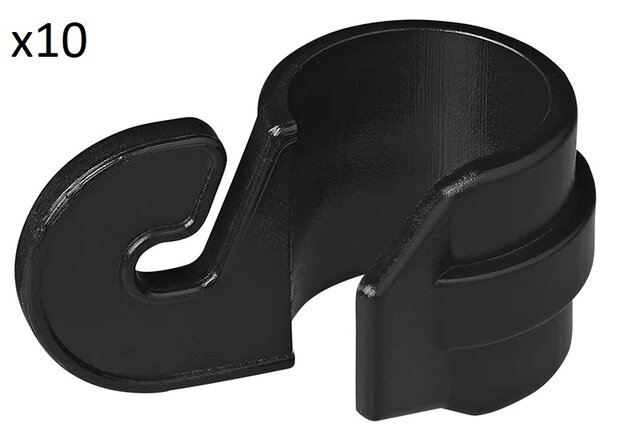 Zeltclip fur Zeltstange 19-22mm mit Haken x10 stuks