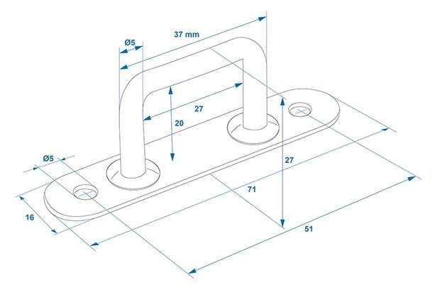 Rechteckige ose 36mm x5 stuck