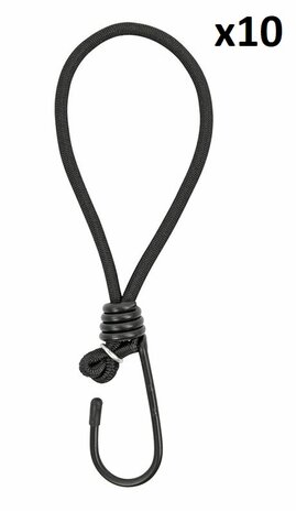 Zeltspanner elastisch schwarz mit Haken x10 stuck