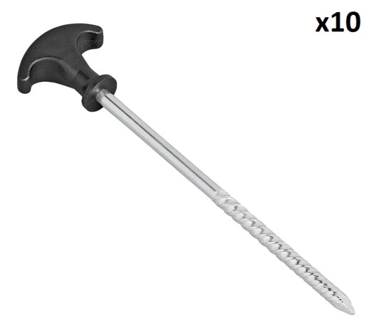 Zelthering 20,5 cm aus verzinktem Stahl zum Einschrauben x10 Stuck