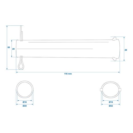 Achse fur Stutzrad 48 mm x10 Stuck