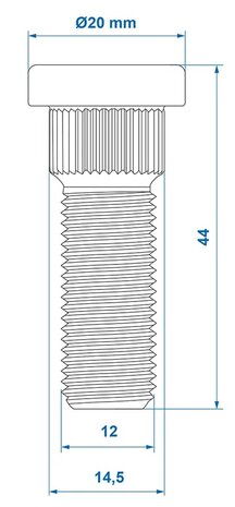 Radschraube M12x1,5 gerandelt 14,5 mm x10 Stuck