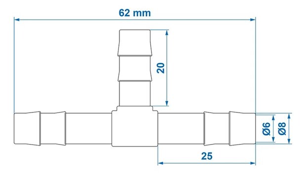 Schlauchtulle T-Stuck 8 mm x10 Stuck
