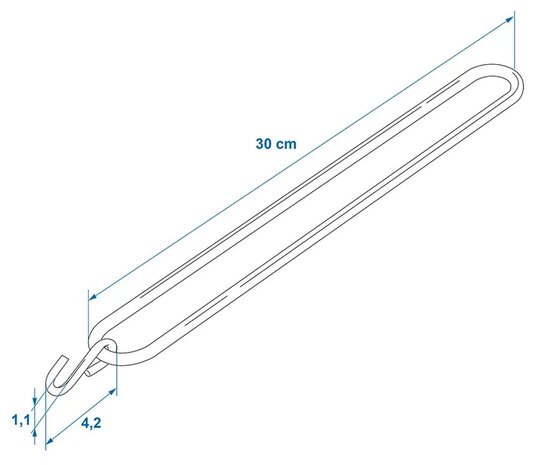 Spannseil 300 mm mit S-Haken x4 Stuck