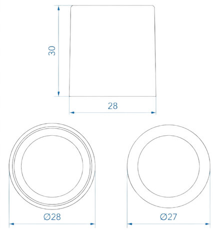 Reduktionsstuck fur Abflussrohr Ø28 mm auf Ø17 mm PE schwarz x5 Stuck