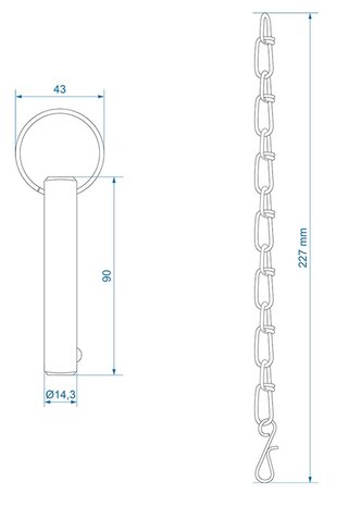 Sicherungsstift mit Kette Durchmesser 14,3 mm