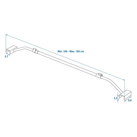 Ausziehbare Abdeckplanenstutze aus Metall 100–155 cm fur Anhangerplane