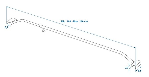 Ausziehbare Abdeckplanenstutze aus Aluminium 108–146 cm fur Anhangerplane