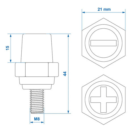 Schraubbare Batteriepole-Set (+) und (-) aus Zink M8