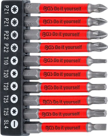 Antirutsch-Bit-Satz magnetisch 70mm 10-tlg