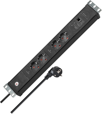 Steckdosenleiste 2-fach schwarz 3 m H05VV-F 3G1,5 19-Format