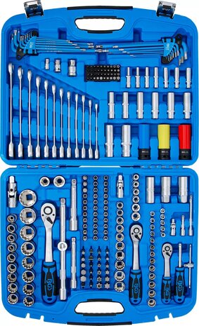 Steckschl&uuml;ssel-Satz Gear Lock Antrieb 6,3 mm (1/4) / 10 mm (3/8) / 12,5 mm (1/2) 218-tlg