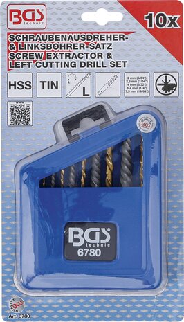 Schraubenausdreher- & Linksbohrer-Satz HSS titan-nitriert 2 - 7,5 mm 10-tlg