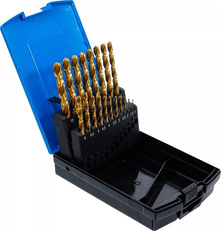 Spiralbohrer-Satz HSS-G titan-nitriert 1 - 10 mm 19-tlg.