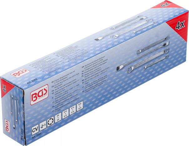 Doppel-Ringschl&uuml;ssel-Satz mit E-Profil-Ringk&ouml;pfen SW E6xE8 - E20xE24  4-tlg