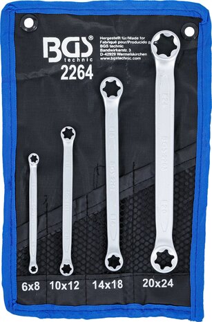 Doppel-Ringschl&uuml;ssel-Satz mit E-Profil-Ringk&ouml;pfen SW E6xE8 - E20xE24  4-tlg